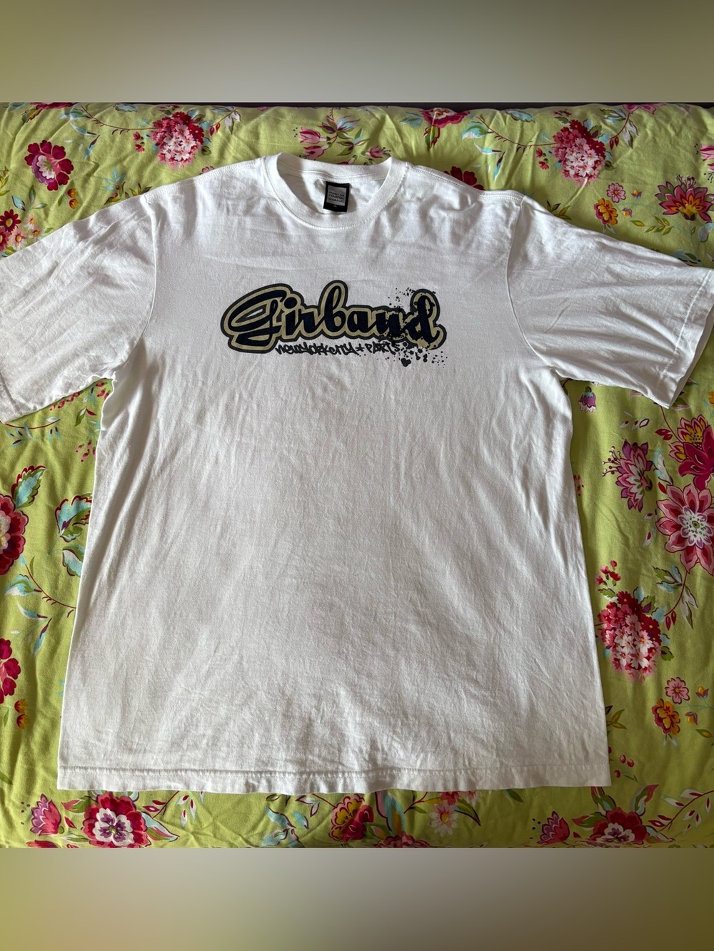 Marithé + François Girbaud black gold logo white tee shirt XL 30” x 24”
